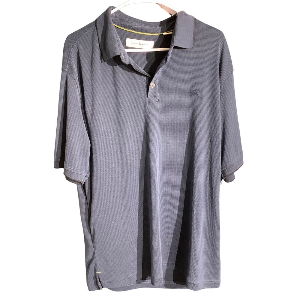 Tommy Bahama Men’s XL Navy Blue Performance Polo — Textured, IslandZone, Golf